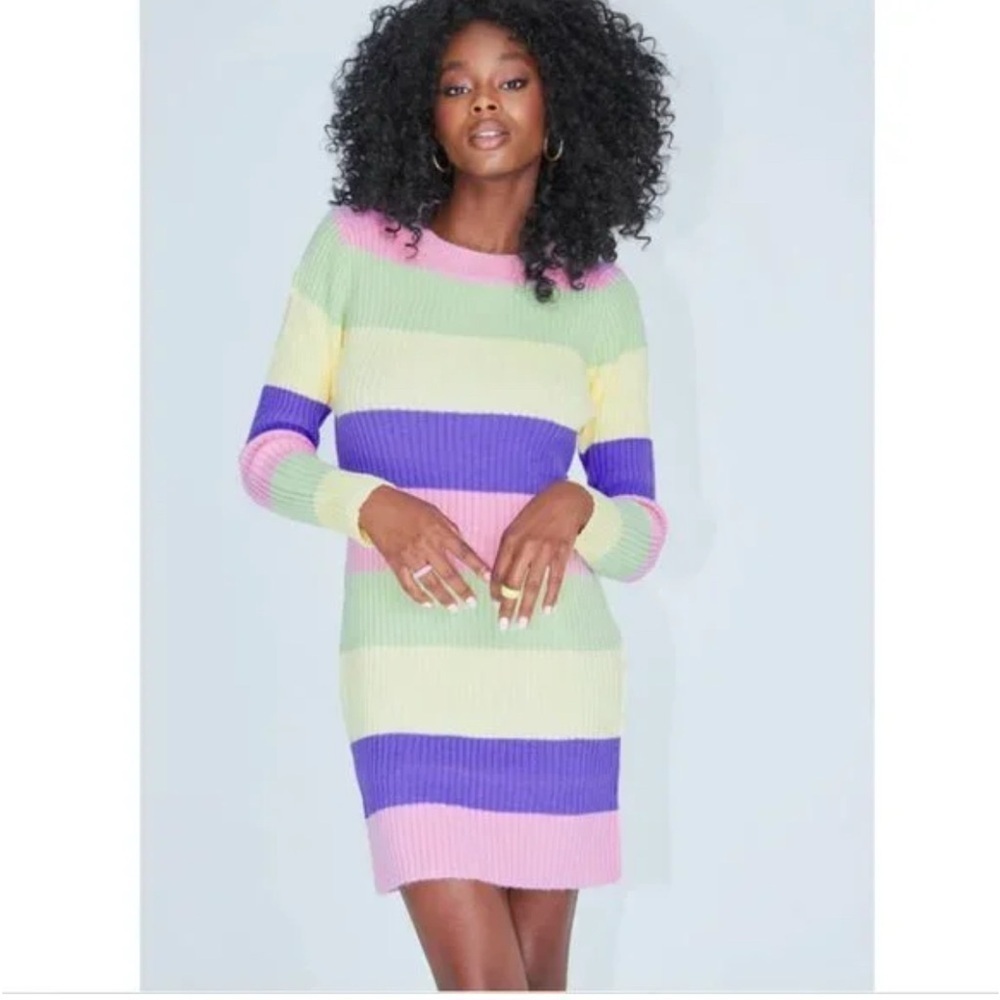 Princess Polly Cara Striped Sweater Mini Dress M/L